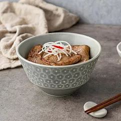 【日本Yamani】美濃燒|靜謐小花 陶瓷飯碗180ml ‧ 灰