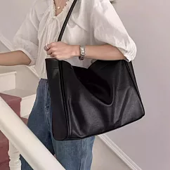 【MISU&Eacute;】美拉德風大容量托特包/軟皮腋下包/通勤單肩包 -黑色