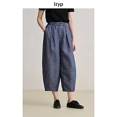 ltyp旅途原品 100%亞麻立體O型九分褲 慵懶文藝夏季寬鬆休閒褲女 M L M 丹寧藍