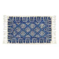 【日本Tomo】伊斯法罕織紗 花草藤蔓 純棉餐墊 ‧ 靜謐藍