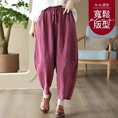 【慢。生活】復古棉麻休閒燈籠褲 6502 FREE 桃紅