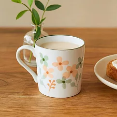 【日本Marusan Kondo】Aquarelle小花 陶瓷馬克杯340ml ‧ 綠