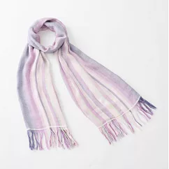 【日本ORIM今治毛巾】輕柔透氣紗 流蘇條紋 今治薄圍巾 ‧ 藤紫