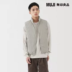 【MUJI 無印良品】男輕量羽絨可攜式立領背心 S 灰銀