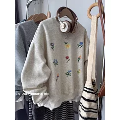 【MsMore】 華棉圓領雛菊印花T長袖上衣# 126148 M 白色