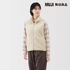 【MUJI 無印良品】女絨毛刷毛背心 S 象牙白