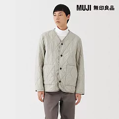 【MUJI 無印良品】男撥水加工蓬鬆鋪棉刺縫外套 S 淺灰