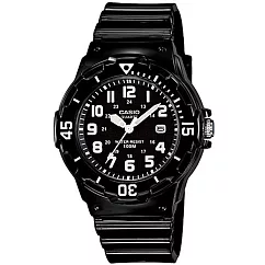 CASIO 卡西歐 LRW─200H 時尚活力亮面錶帶輕巧防水手錶 ─ 1B 個性黑