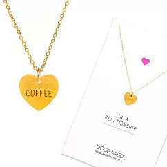 Dogeared 手工刻字愛心金色項鍊 coffee 就愛咖啡