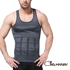 【Charmen】坦克加壓版背心 男性塑身衣(灰色 L)