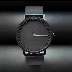 LEFF Amsterdam Tube |北歐工業齒輪設計真皮腕錶 40mm 霧黑錶盤 黑皮錶帶