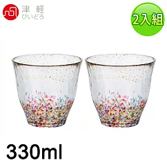 【ADERIA】日本進口津輕系列手作金彩花火水杯2入組