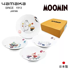 【日本山加yamaka】moomin嚕嚕米彩繪陶瓷淺盤禮盒4入組(MM2100─190)