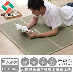 【日本池彥IKEHIKO】日本製天然無染藺草榻榻米摺疊床墊─單人加大120×210cm