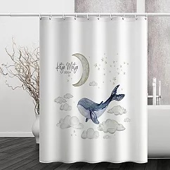 【巴芙洛】文創色彩防水防霉加厚浴簾/拉簾/隔簾 月夜藍鯨