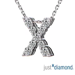 【Just Diamond】Love Words字母系列 18K金鑽石墜子-X(不含鍊)