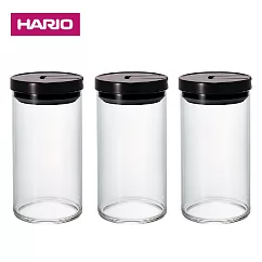 【日本HARIO】耐熱玻璃密封罐─1Lx3入組 黑色