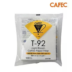 【CAFEC】三洋日本製T92淺焙豆專用白色錐形咖啡濾紙(2─4人份)100張 LC4─100W