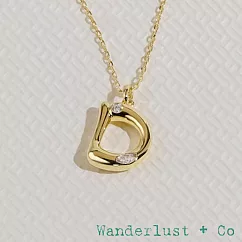 Wanderlust+Co 澳洲品牌 鑲鑽立體氣球字母項鍊 金色字母D項鍊 Alphabet Bubble