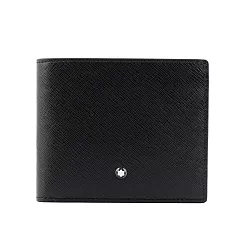 MONT BLANC 匠心系列防刮牛皮對開8卡短夾 (黑色)