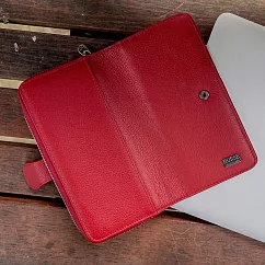 【H-CT】多層卡扣式拉鍊真皮長夾(長夾錢包 皮件 皮夾 長夾 錢包 手機包 長皮包/HS1090) HS1090紅