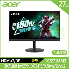 Acer XV271U M3 27型電競螢幕(IPS，HDMI，DP，2Wx2)