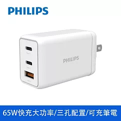 PHILIPS 飛利浦 GaN氮化鎵PD 65W 充電器 DLP6341C