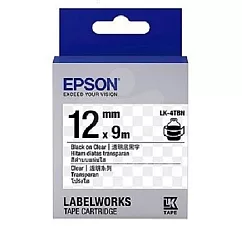 EPSON 原廠標籤帶 透明系列 LK─4TBN 12mm 透明底黑字