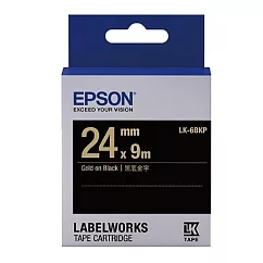 EPSON 原廠標籤帶 粉彩系列 LK─6BKP 24mm 黑底金字