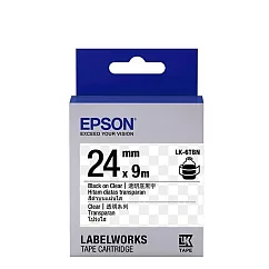 EPSON 原廠標籤帶 LK─6TBN 24mm 原廠透明系列標籤帶 透明底黑字