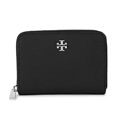 Tory Burch 素面皮革拉鍊零錢包 黑