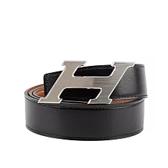 HERMES Speed H Logo 搭釦雙色雙面可用皮帶90cm_展示品 (黑色/金棕)