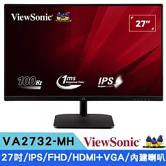 ViewSonic 優派 VA2732─MH 27型 IPS FHD護眼電腦螢幕(HDMI+VGA/內建喇叭)