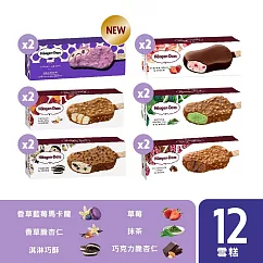 【Haagen─Dazs 哈根達斯】 法式驚艷馬卡龍雪糕12入組(全新口味香草藍莓馬卡龍甜蜜上市)