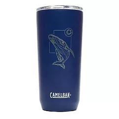 【美國 CamelBak】海洋質感生活─600ml不鏽鋼保溫瓶(保冰) 海軍藍─鯨魚