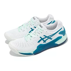 Asics 網球鞋 GEL─Resolution 9 女鞋 白 藍 亞洲大師賽 緩衝 抗扭 運動鞋 亞瑟士 1042A208102