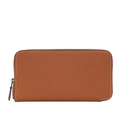 HERMES Epsom 皮革自由之城圖案絲巾ㄇ型長夾 (金棕色)