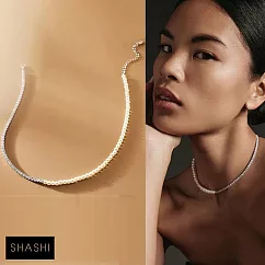 SHASHI 紐約品牌 Camile Pearl Tennis 銀色滿鑽項鍊 經典珍珠項鍊