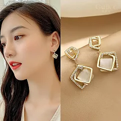 【Gulicc】 耳環 鑲鑽 菱形