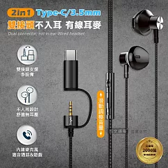 Songwin 超值兩用款 Type─C/3.5mm 雙接頭不入耳 線控耳機 內建麥克風