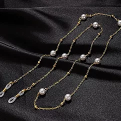 seoul show首爾秀 9珠夾珠兩用口罩掛繩鏈墨鏡平光眼鏡鍊老花近視防丟鍊 金色