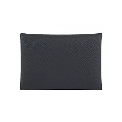 HERMES Calvi Duo Epsom皮釦式卡片夾/零錢包 (深灰色)