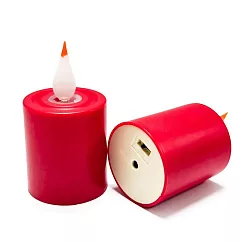 【新韻傳音】立體光充電款光明心燈2入(LED蠟燭 法會供燈 仿真蠟燭 電子心燈 祈願心燈/Y118) 紅色x2