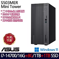★全面升級★ASUS 華碩 H-S503MER-714700010W 桌上型電腦 (i7-14700/16G+8G/1TB+1TB/W11/3年保)