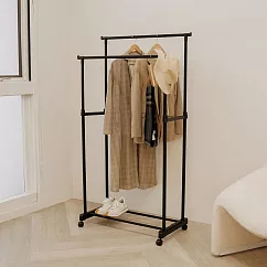 【H&R安室家】台製簡約雙桿升降曬衣架 曬衣桿 掛衣架 HG22B 黑色