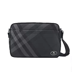 BURBERRY Grid格紋尼龍斜背包(炭灰色) 炭灰色