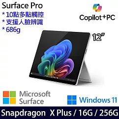Microsoft 微軟 Surface Pro 12吋 平板筆電 (SDXP/16G/256G/W11/1年保/白金)