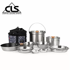 【韓國CLS】戶外套鍋露營不鏽鋼14件組 煎鍋 煮鍋 野炊套裝 機車露營 登山 野營