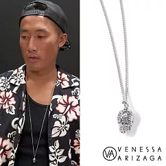 Venessa Arizaga FLORAL SKULL 立體銀色骷髏頭長項鍊 64CM 雕花手工項鍊