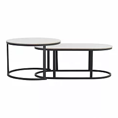 IDEA-輕奢雙層圓潤岩板茶几組